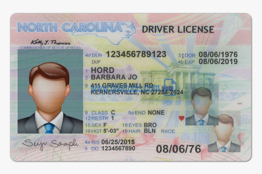 North Carolina Driver License Psd Template - North Carolina Id Template, HD...
