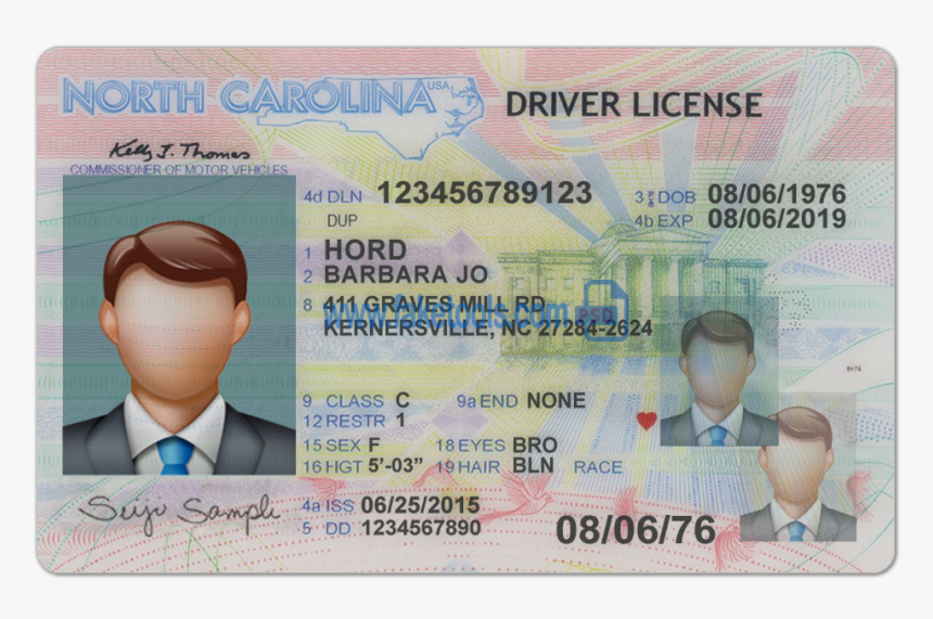 North Carolina Driver License Psd Template - North Carolina Id Template, HD Png Download, Free Download