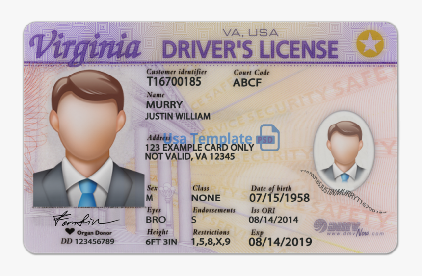 Virginia Drivers License Back, HD Png Download, Free Download