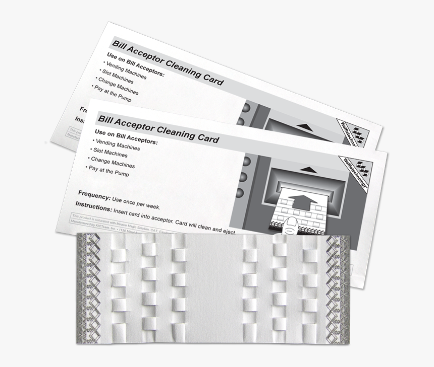 Bill Acceptor Cleaning Card Featuring Waffletechnology - Cleaning Card, HD Png Download, Free Download