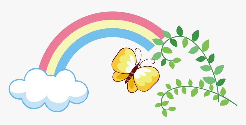 Transparent Butterfly Clipart - Rainbow And Butterflies Cartoon, HD Png Download, Free Download