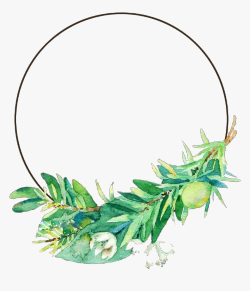 #ftestickers #watercolor #flowers #leaves #frame #borders - Circle Leaf Frame Png, Transparent Png, Free Download