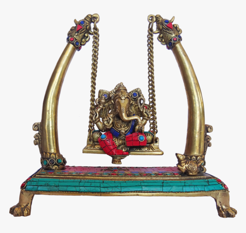 Ganesha Sitting On Decorative Brass Julla With Multi - Antique, HD Png Download, Free Download