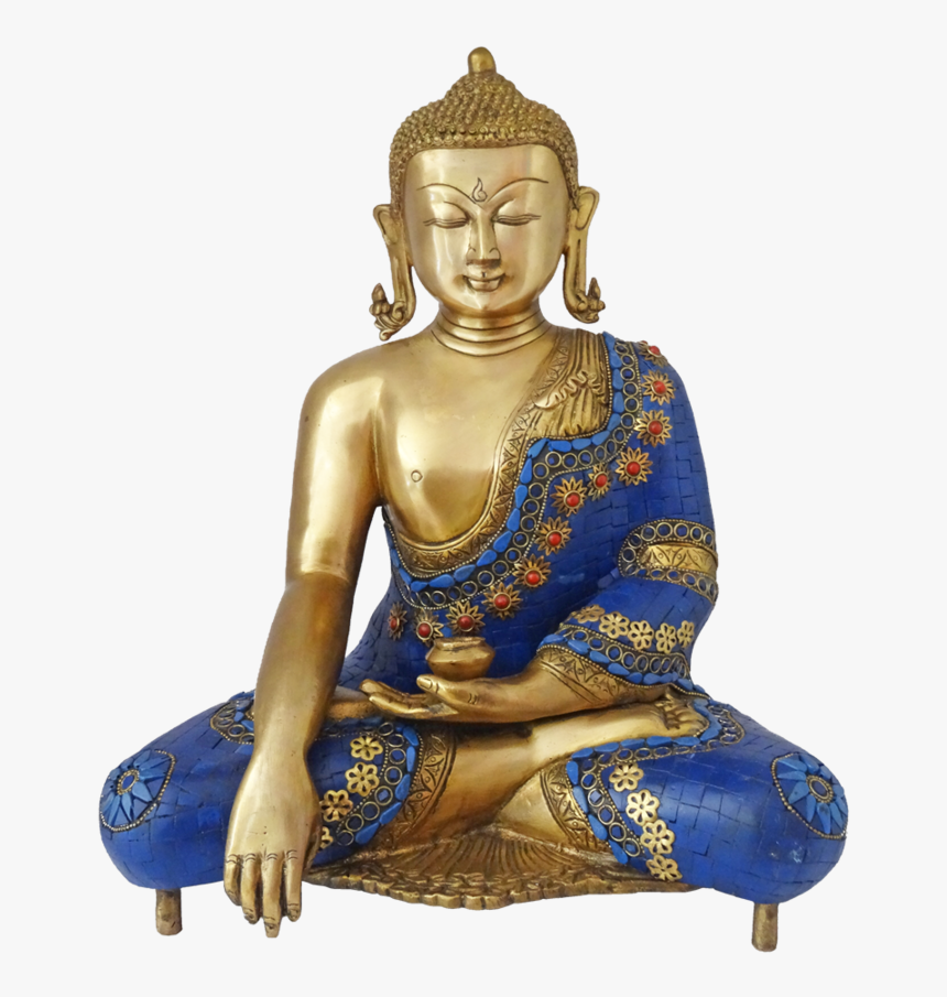 Brass Blue Meditating Buddha With Golden Statue, 8 - Gautama Buddha, HD Png Download, Free Download