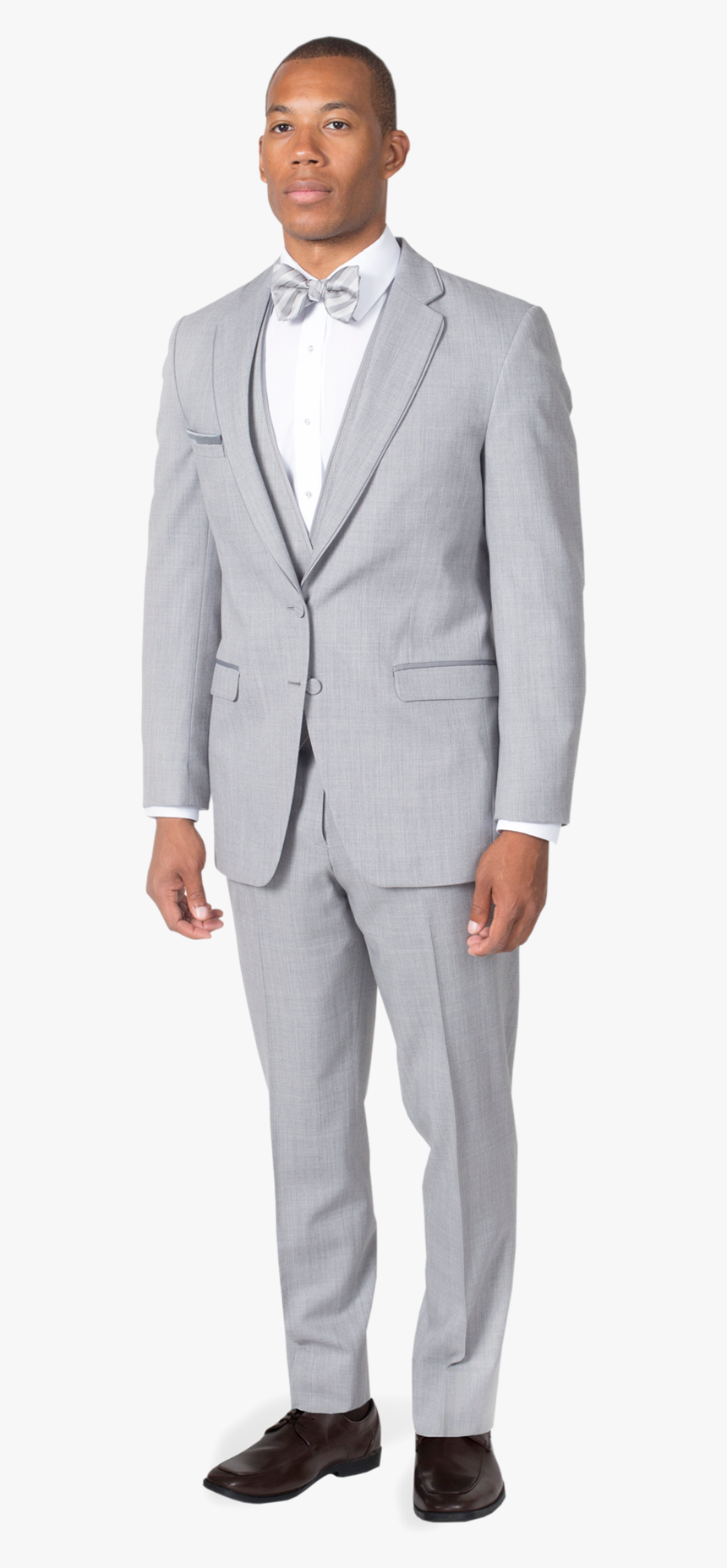 Heather Grey Notch Lapel Suit - Terno Slim Cinza Claro, HD Png Download, Free Download