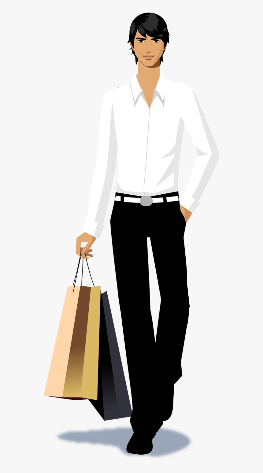 Cartoon Beautiful Fashion Woman Go Shopping - Vector Man Shopping Png, Transparent Png, Free Download