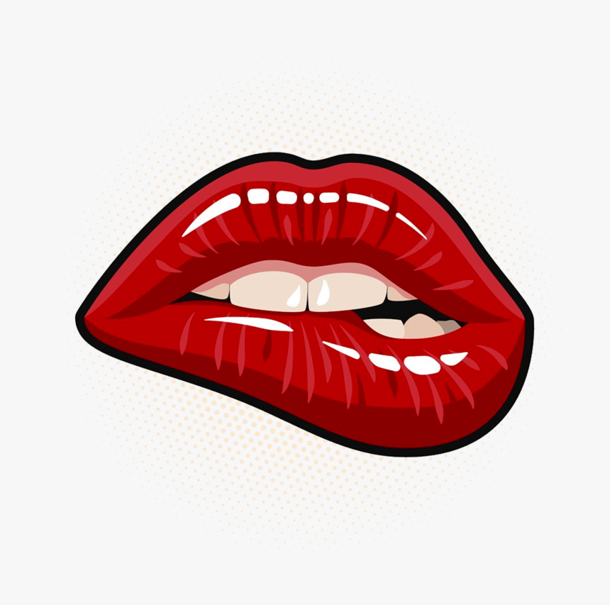 Lips Clipart Png - Pop Art Biting Lip, Transparent Png, Free Download