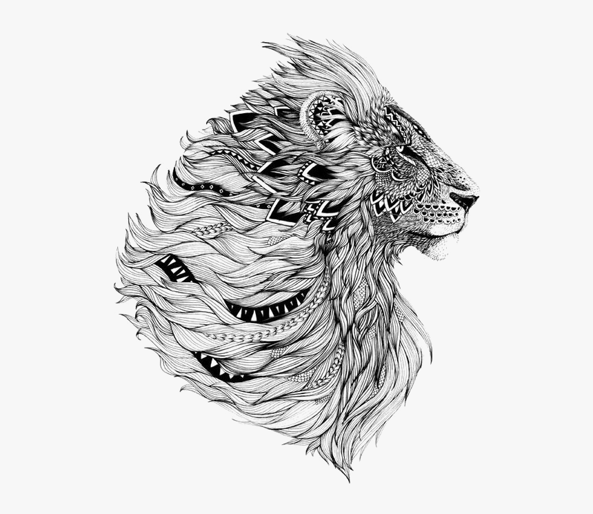 Tattoo Lion Flash Sleeve Free Download Image Clipart - Abstract Lion Art Black And White, HD Png Download, Free Download