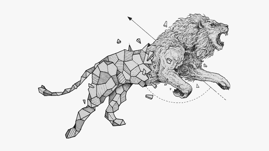 #lion #anime #geometry #draw #drawing #abstractart - Animals And Geometric Shapes, HD Png Download, Free Download