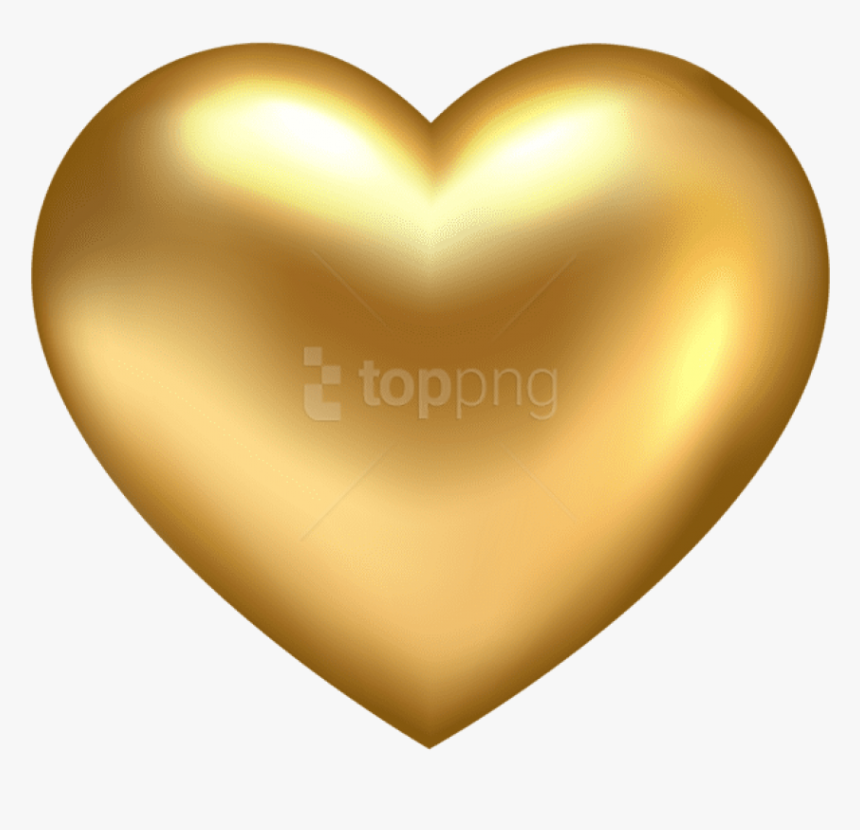 Clip Art Gold Heart Png - 3d Golden Heart Png, Transparent Png, Free Download