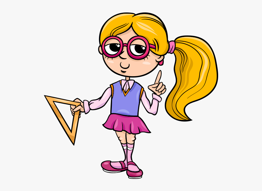 Clipart Elinde Gönyesiyle Sarışın Kız - Grade 5 Students Cartoon, HD Png Download, Free Download