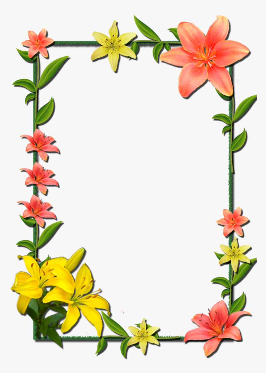 And Picture Flower Frame Frames Borders - Flower Frame Border Design, HD Png Download, Free Download
