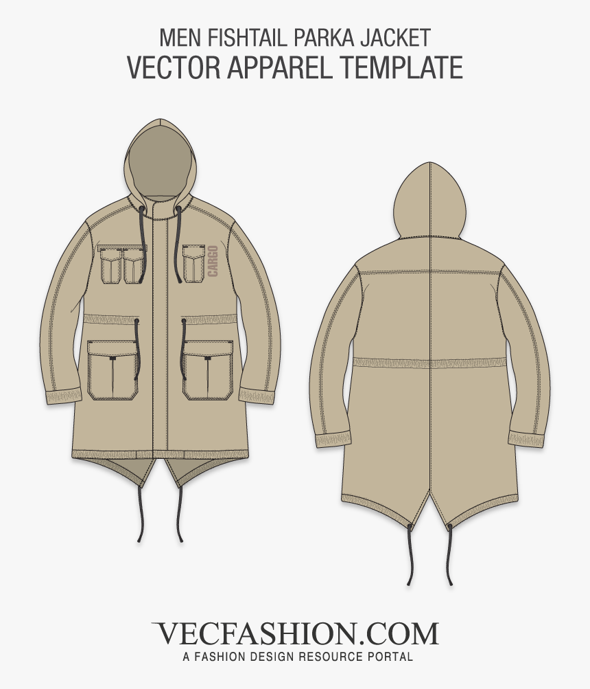 Men Fishtail Parka Jacket - Bomber Jacket Template Png, Transparent Png - kindpng