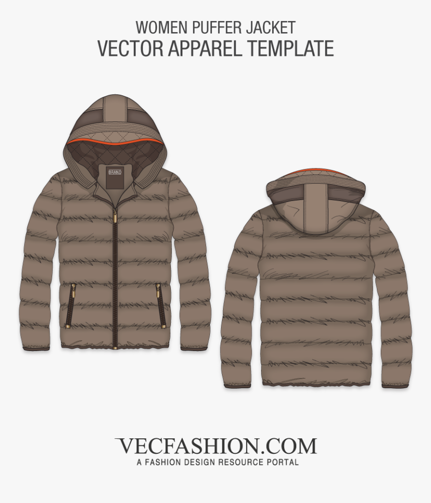 Women Outdoor Puffer Jacket Vector Template, HD Png Download, Free Download