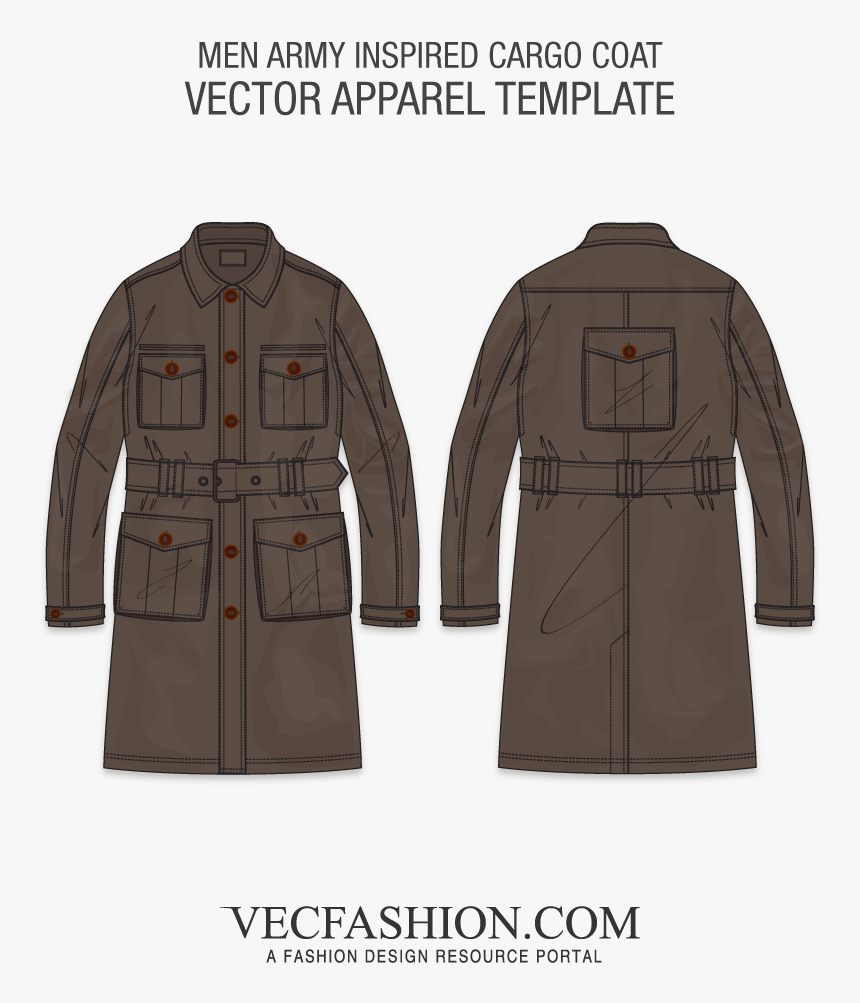 Transparent Vest Clipart - Jacket Flat Sketch For Men, HD Png Download, Free Download