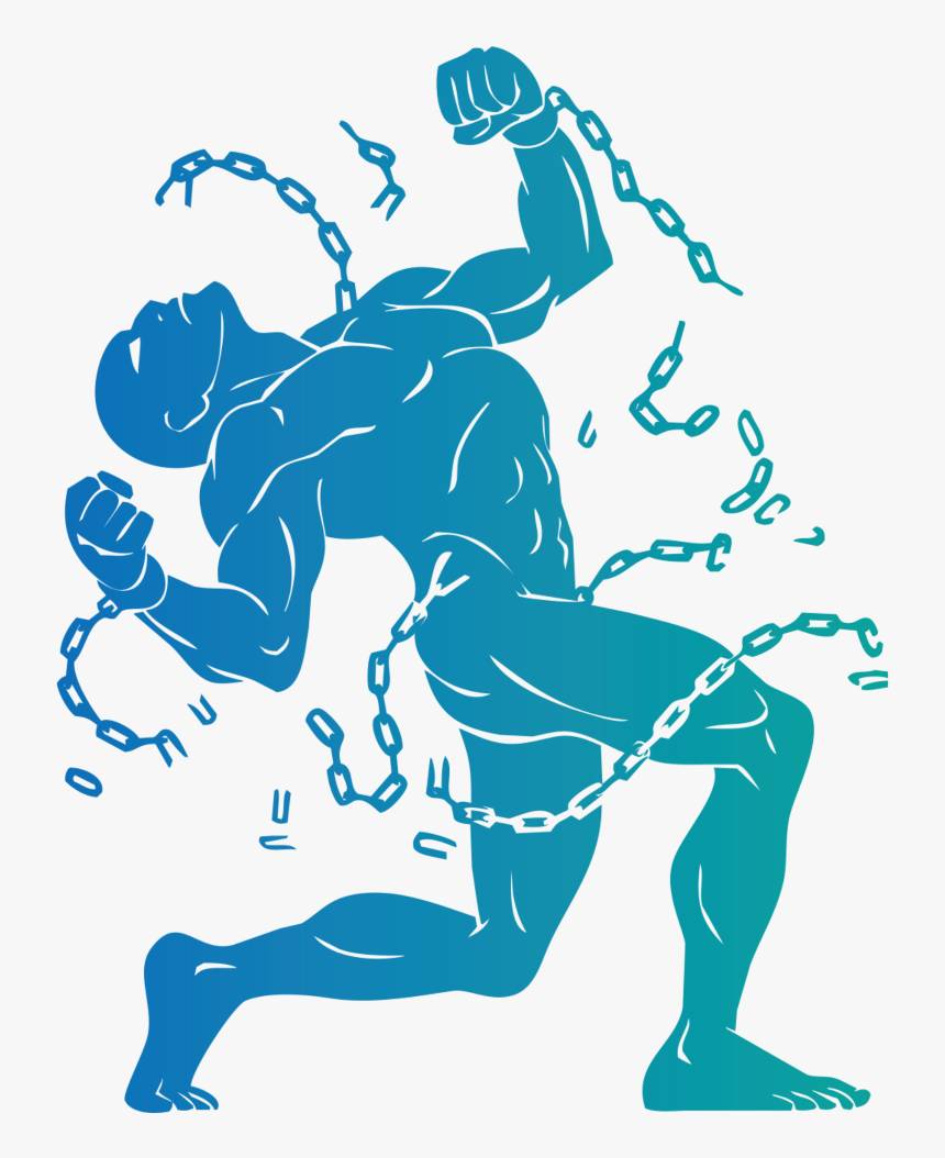 #mq #blue #man #chains #chain #slave - Man Breaks Free, HD Png Download, Free Download