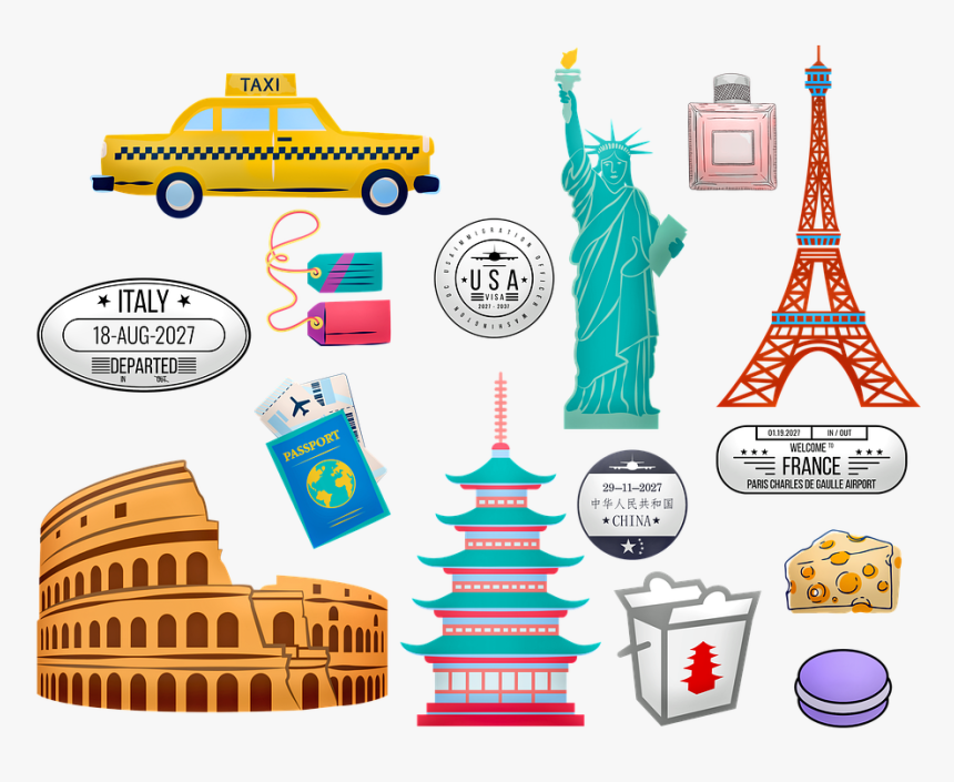 World Travel, Rome, China, Paris, New York, Taxi - Travel, HD Png Download, Free Download