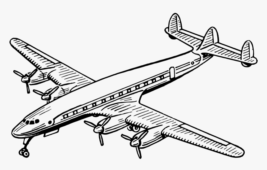 Propeller Driven Aircraft,line Art,angle - Aircraft Black And White, HD Png Download, Free Download