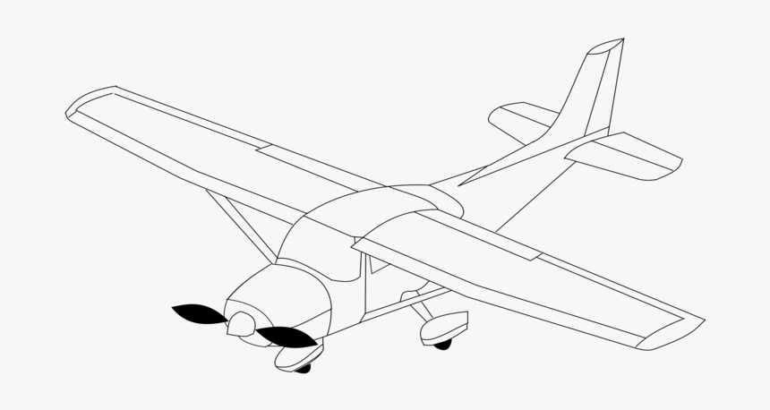 Propeller Driven Aircraft,line Art,angle - Draw A Airplane With A Banner, HD Png Download, Free Download