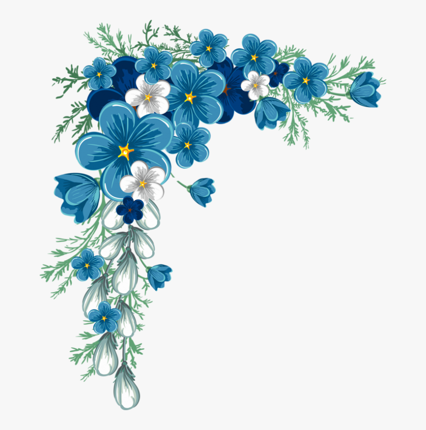 Transparent Marcos Vector Png - Blue Flower Border Png, Png Download, Free Download