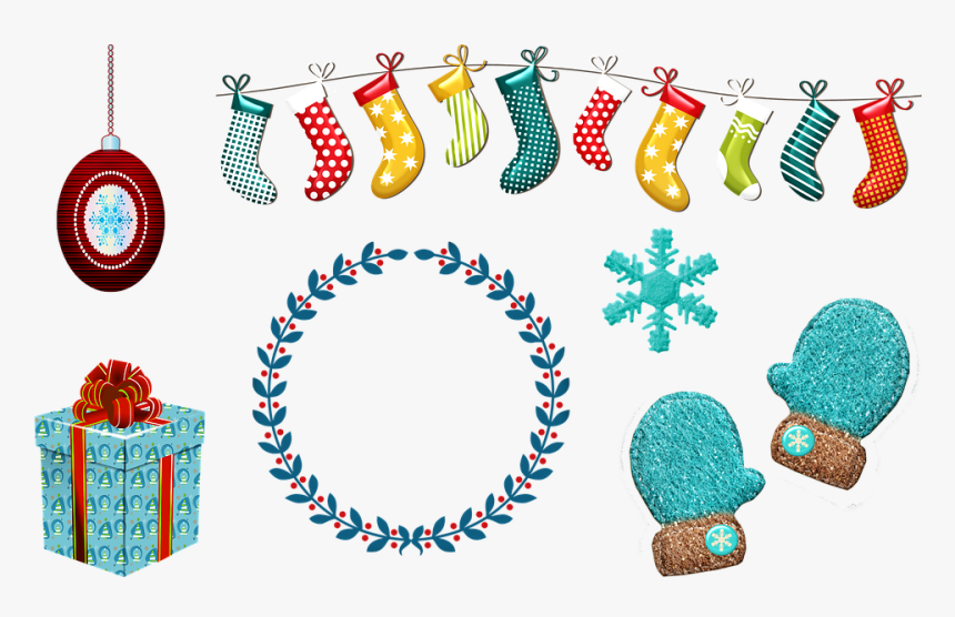 Elementos De La Navidad, Medias, Corona, Mitones - Thankful Black And White, HD Png Download, Free Download