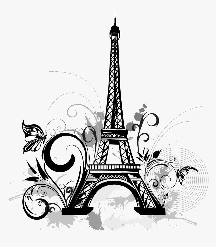 Tattoo Wall Eiffel Decal Tower Drawing Clipart, HD Png Download, Free Download