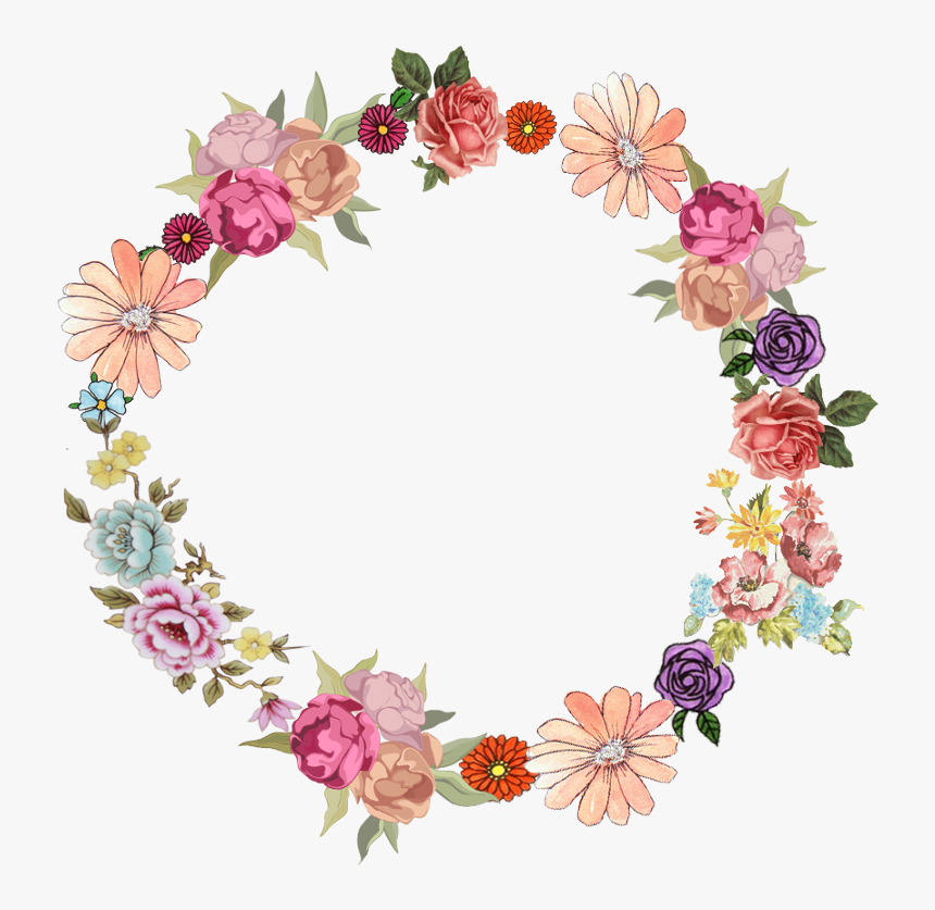 #stickers #png #flores #marco - Corona De Flores Dibujo, Transparent Png, Free Download