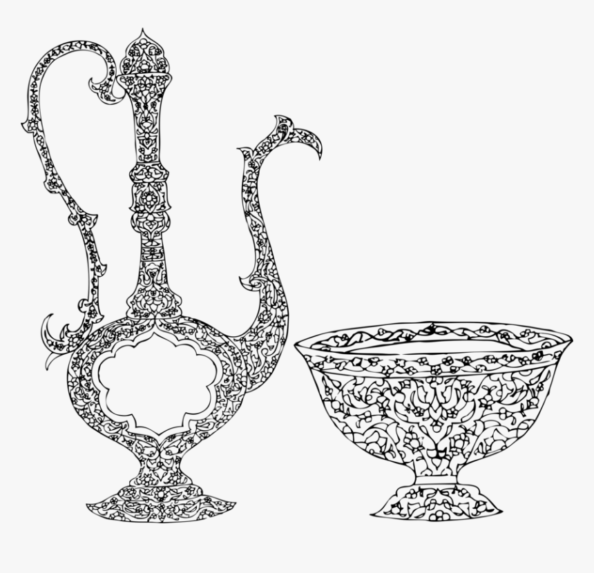 Line Art,cup,body Jewelry - Drawing Islamic, HD Png Download, Free Download