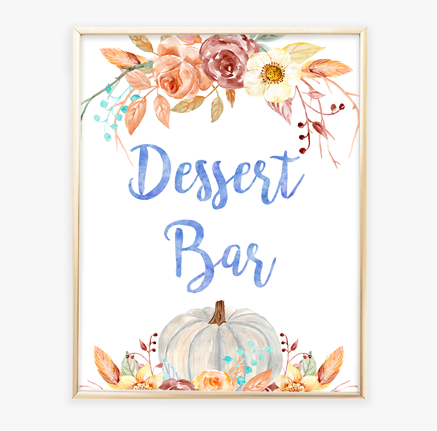 Fall Pumpkin Blue And Orange Floral Dessert Bar Sign - Babies Are Sweet Take A Treat, HD Png Download, Free Download