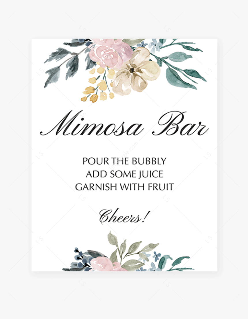Floral Themed Shower Mimosa Bar Sign Printable By Littlesizzle Mimosa Bar Free Printable Tags Hd Png Download Kindpng