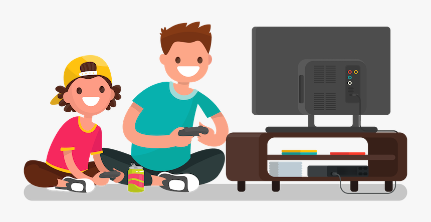 Clip Art Play Video Games Clip Art - Cartoon Of Playing Video Games, HD Png Download, Free Download