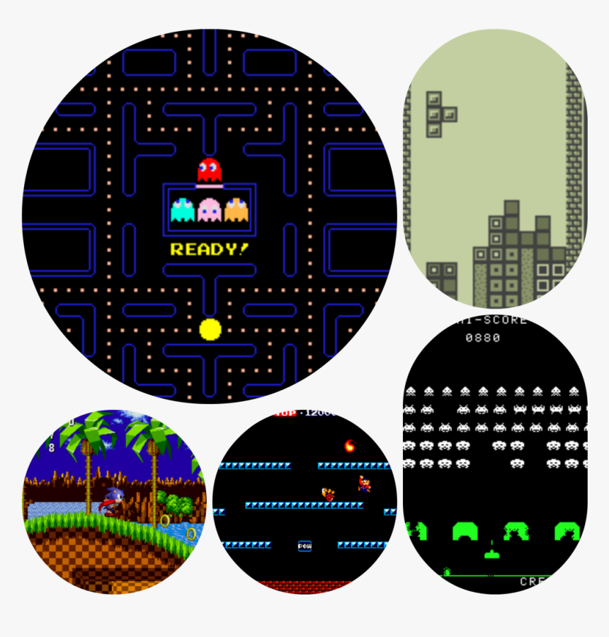 5 Classic Video Games V2 - Sonic Mario Pac Man, HD Png Download, Free Download