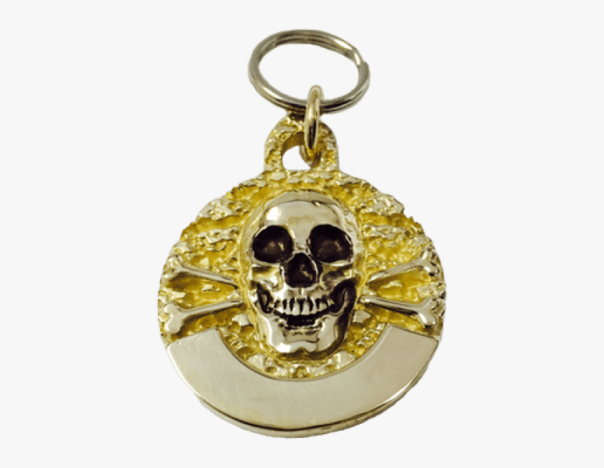 Large Bronze Skull & Cross Bone Tag - Keychain, HD Png Download, Free Download