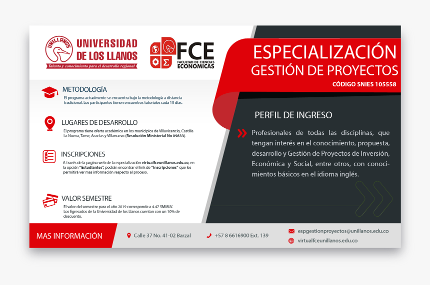 Banner De La Especialización En Gestión De Proyectos - Facultad De Ciencias Economicas Unillanos, HD Png Download, Free Download