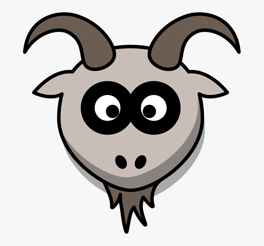 Goat, Head, Cartoon, Gray, Animal, Mountains - Cute Goat Head Clipart, HD Png Download, Free Download