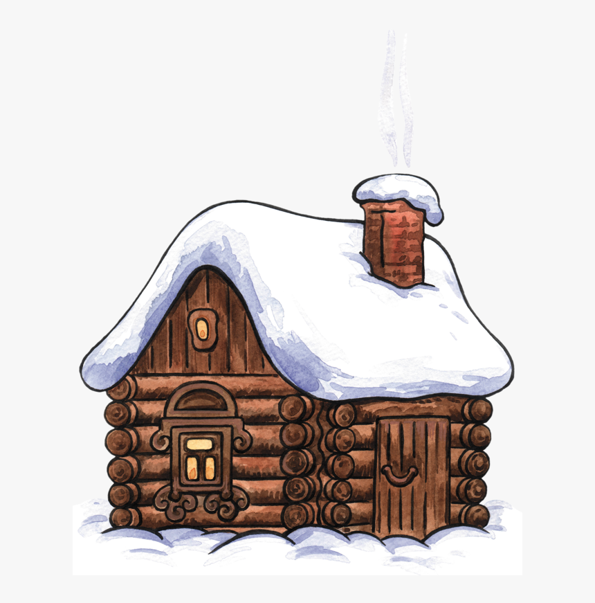 Cabin Clipart Scenary - Winter Log Cabin Cartoon, HD Png Download, Free Download