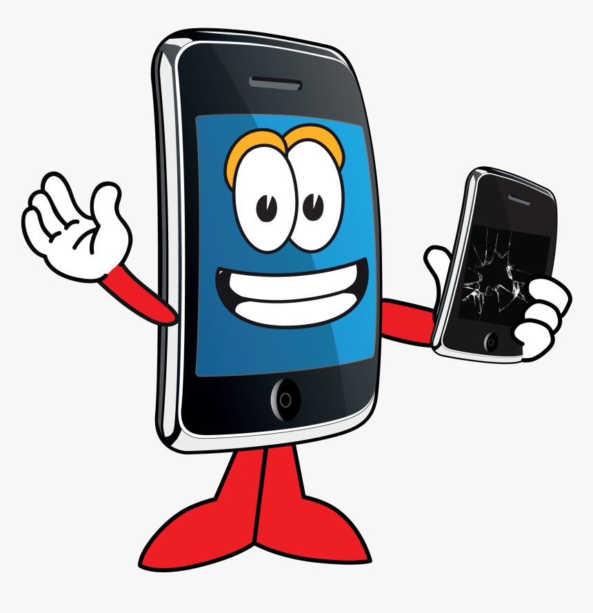 Mascot Broken Phone - Mobile Phone Cartoon Png, Transparent Png, Free Download