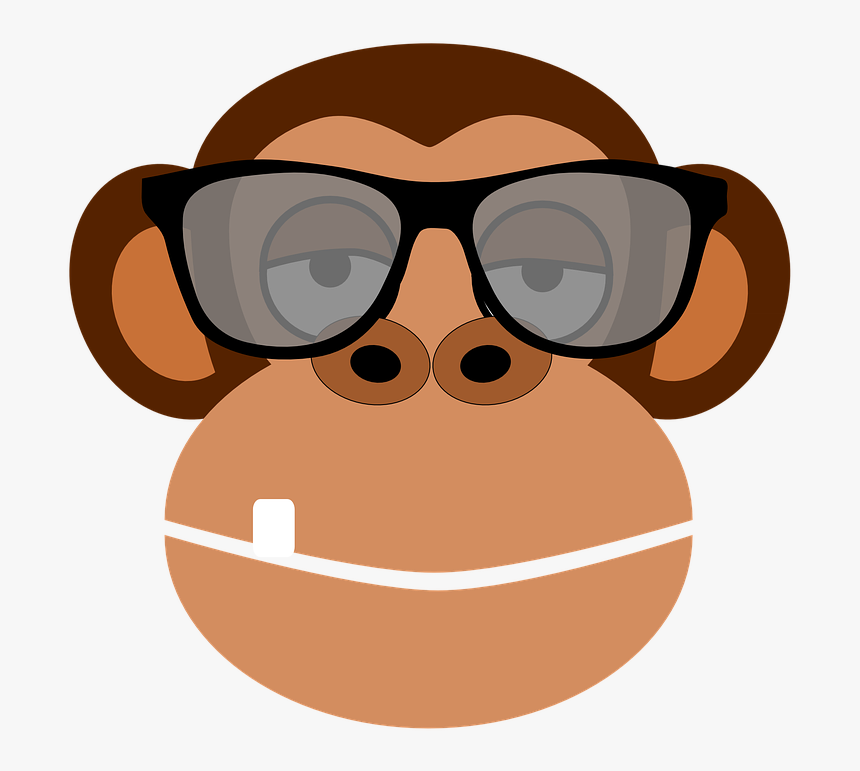 Inteligente, Primaz, Animal - Cartoon Monkey Wearing Glasses, HD Png Download -