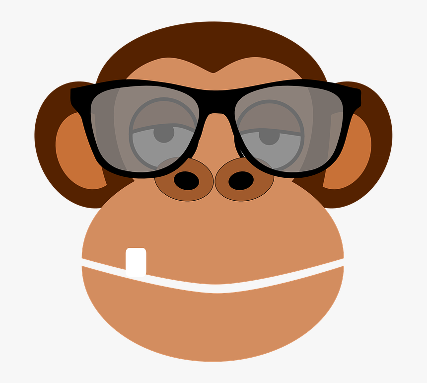 Macaco, Inteligente, Óculos, Primaz, Animal - Cartoon Monkey Wearing Glasses, HD Png Download, Free Download