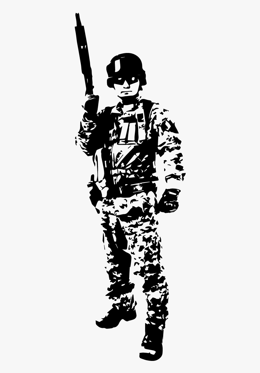 Soldier Raised Rifle Up Silhouette Vector Graphic Clip - Graphic Soldier Silhouette Vector, HD Png Download, Free Download