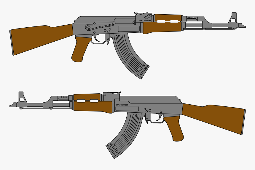 Ak 47 Rifle Vector Drawing - Ak 47 Gun Drawing, HD Png Download - kindpng.