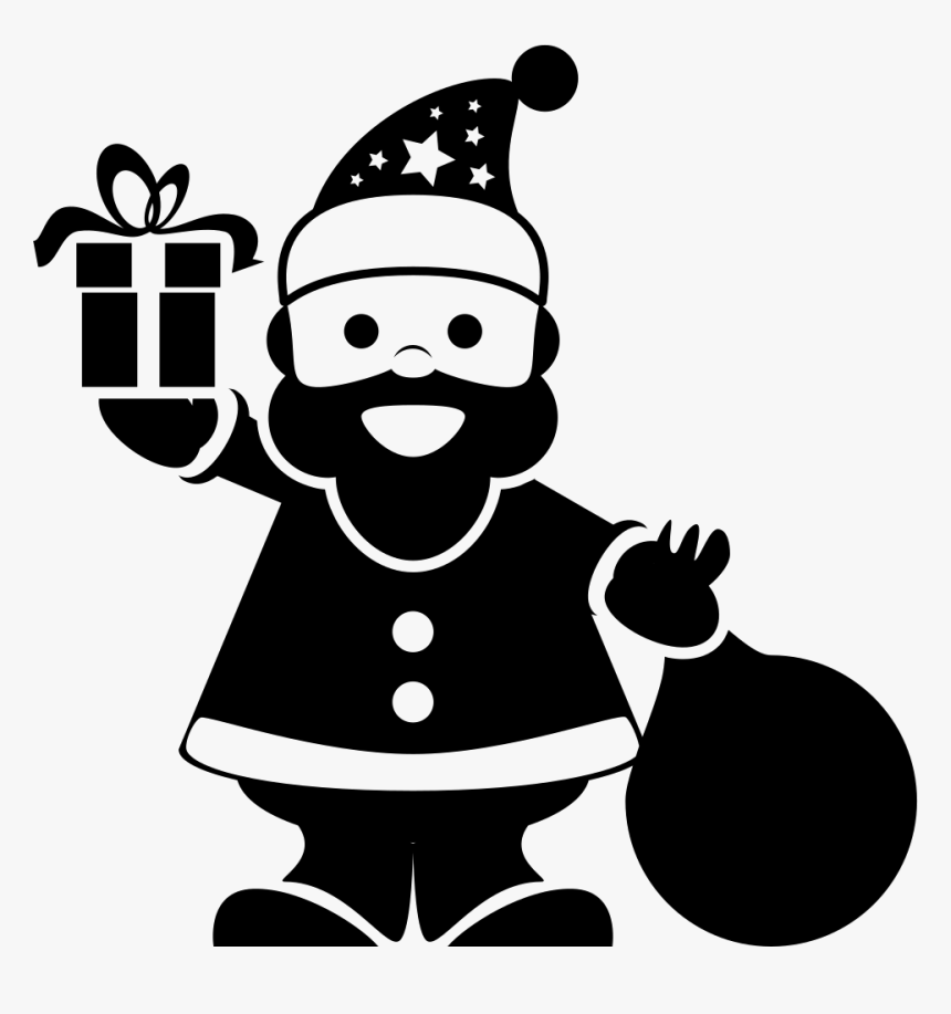Santa Claus Standing With Gifts Bag In One Hand And - Siluetas De Papa Noel, HD Png Download, Free Download