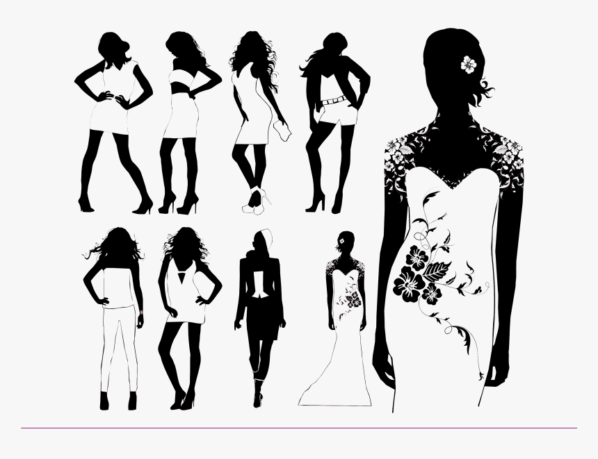 Model Fashion Runway Silhouette - Runway Model Silhouette, HD Png Download, Free Download