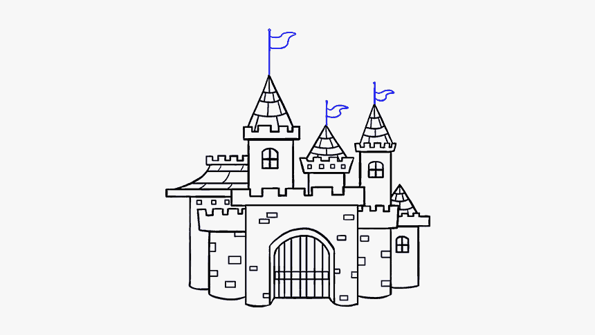 Clip Art How To Draw A - Cartoon Drawing Simple Castle, HD Png Download, Free Download
