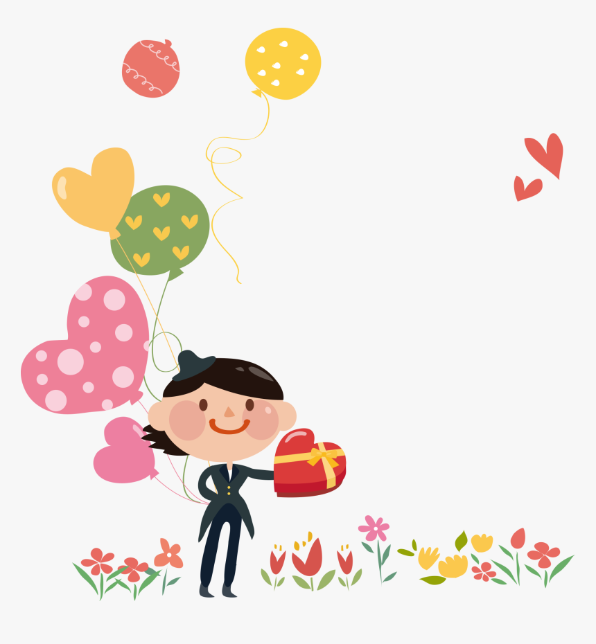 Png Boy Holding Balloons - ภาพ เด็ก ถือ หัวใจ, Transparent Png, Free Download