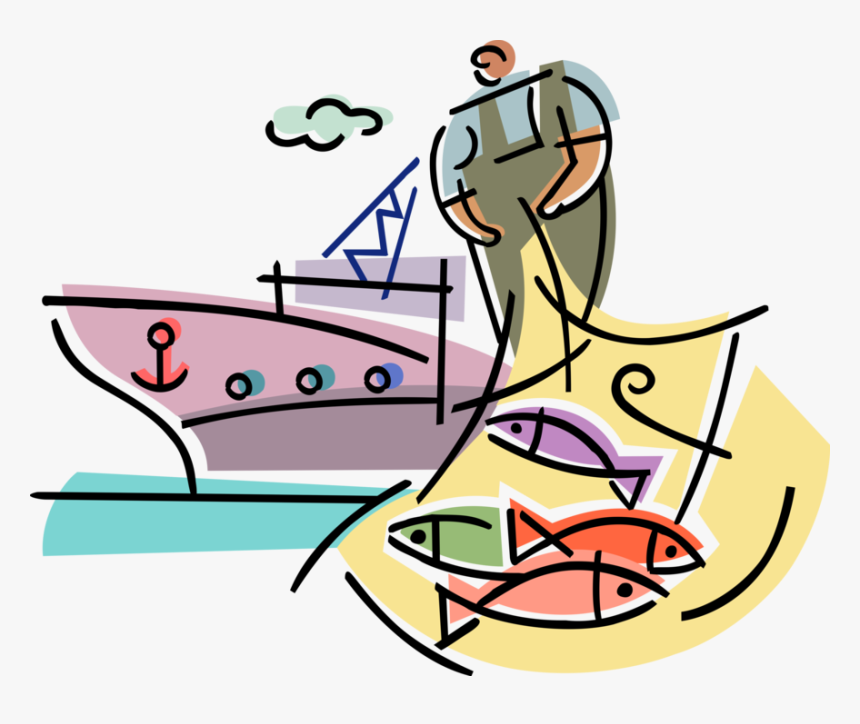 Vector Illustration Of Commercial Fishing Industry, HD Png Download, Free Download
