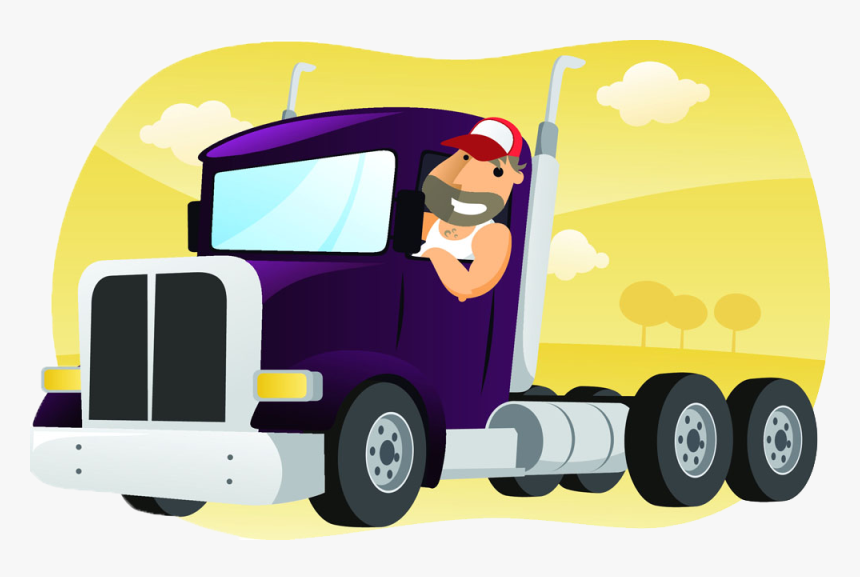 Driving Clipart Lorry Driver - Cartoon Truck Driver, HD Png Download, Free Download