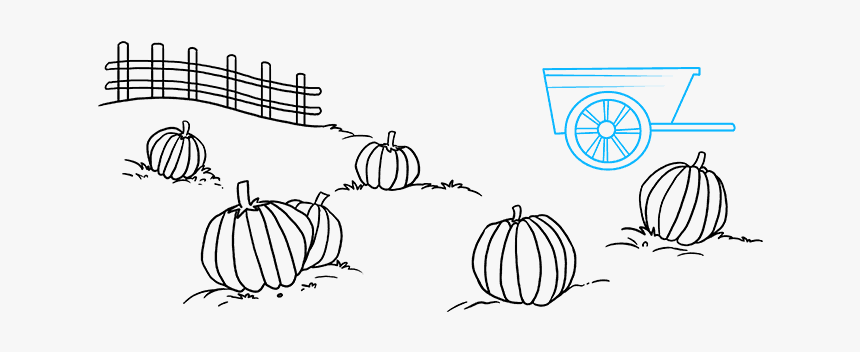 How To Draw Pumpkin Patch - Draw A Pumpkin Patch, HD Png Download, Free Download