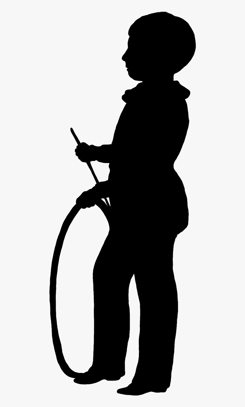 Silhouette Of Boy With His Hoop - Victorian Children Silhouette, HD Png Download, Free Download