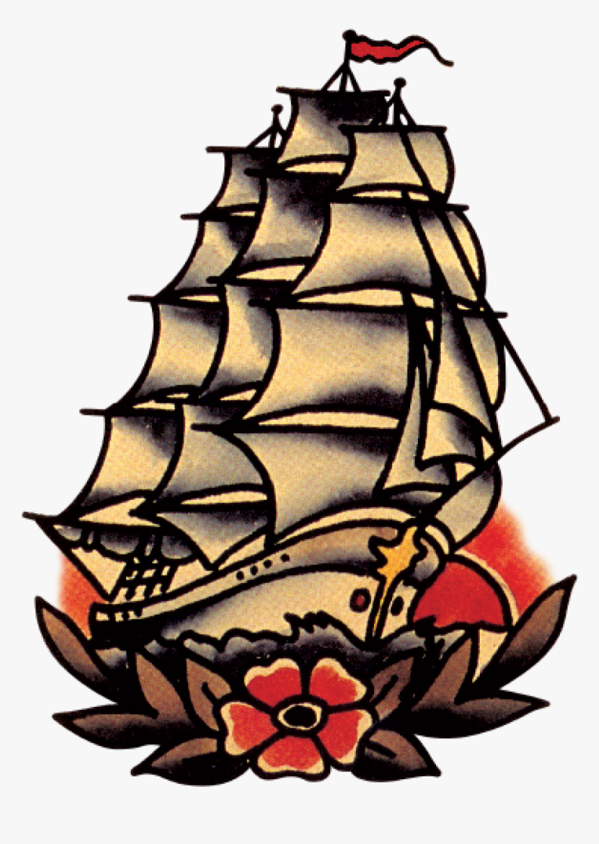 Navy Clipart Shipping - Traditional Ship Tattoo Flash, HD Png Download, Free Download